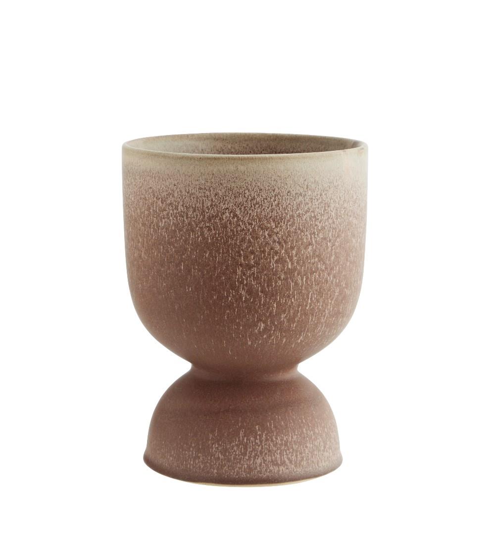 Stoneware Flower Pot speckled dark pink/powder brown