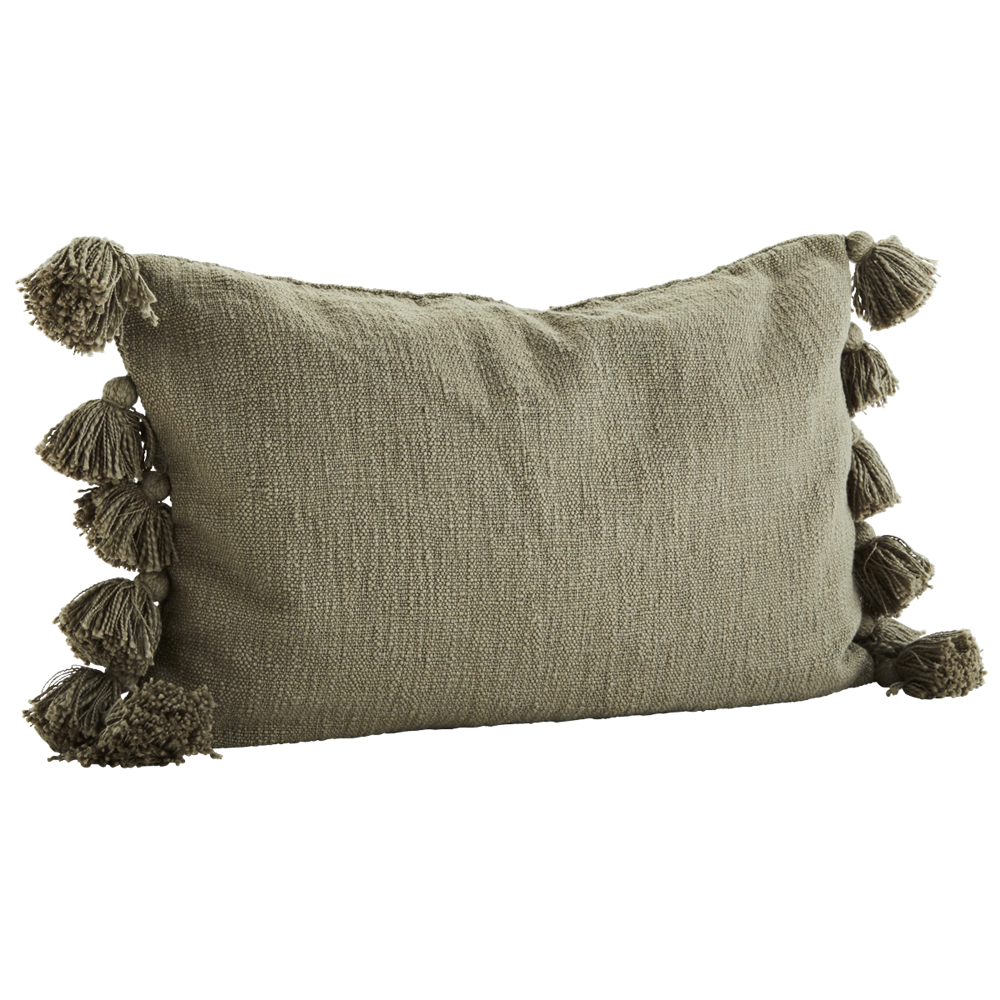 Cushion cover w/ tassels, burnt sugar