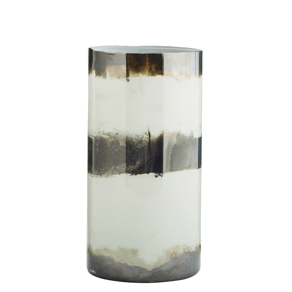 * SPECIAL 30% OFF Striped glass vase Glass in white, antique silver