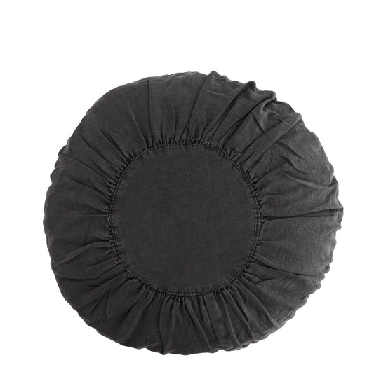 * SPECIAL 30% OFF Round Linen cushion, Charcoal