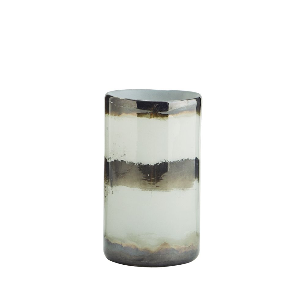 * SPECIAL 30% OFF Striped glass vase Glass in white, antique silver