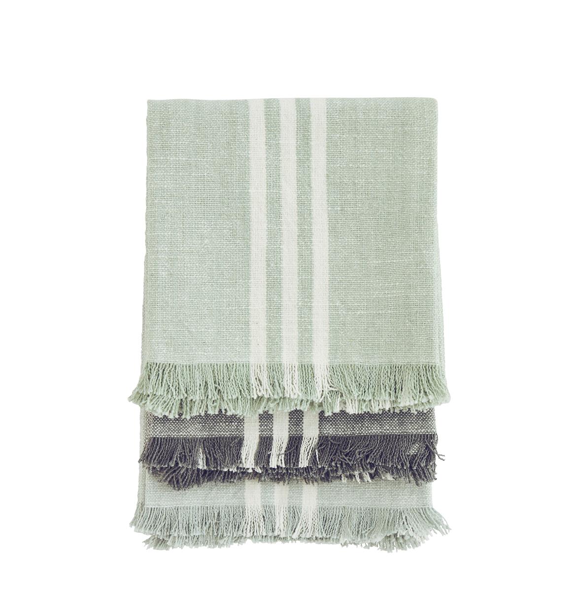 Striped kitchen towels, aqua/grey/mint/white