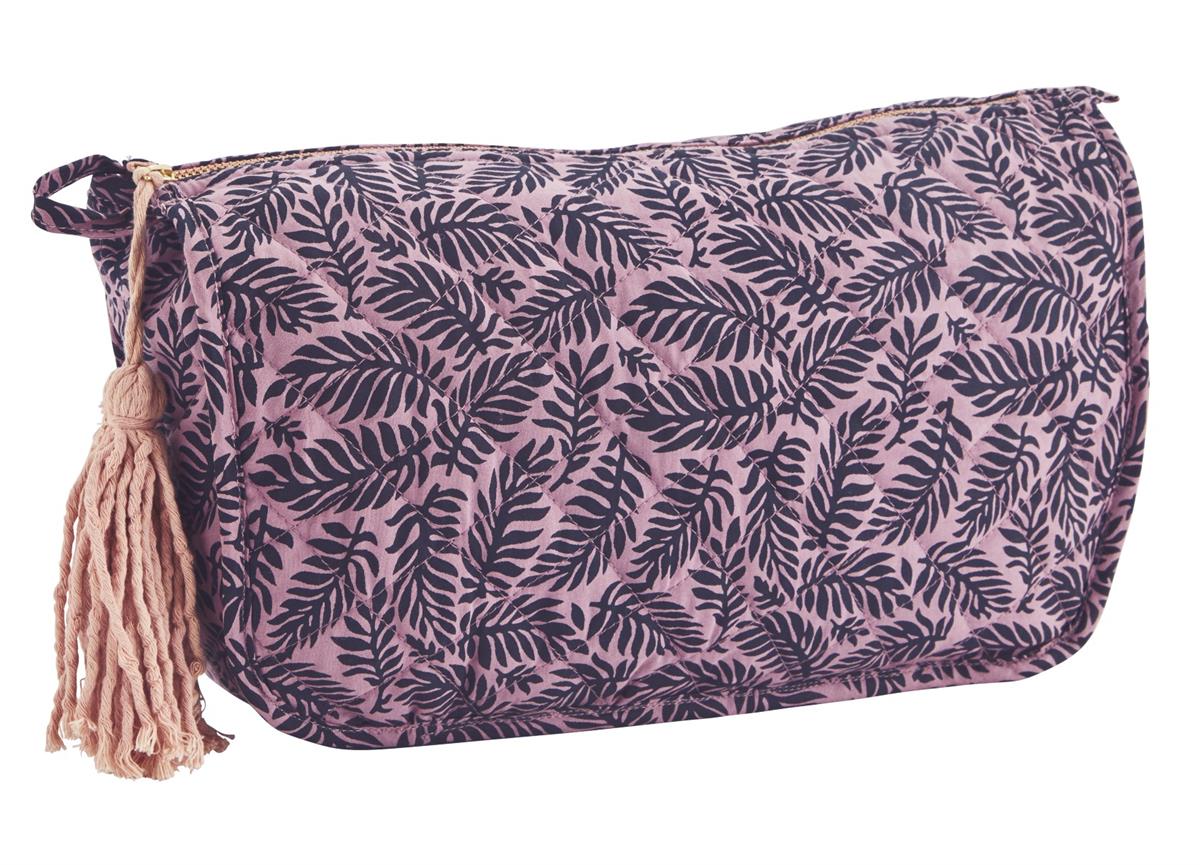 Printed washbag w/ tassel, Purple, dark blue, rose