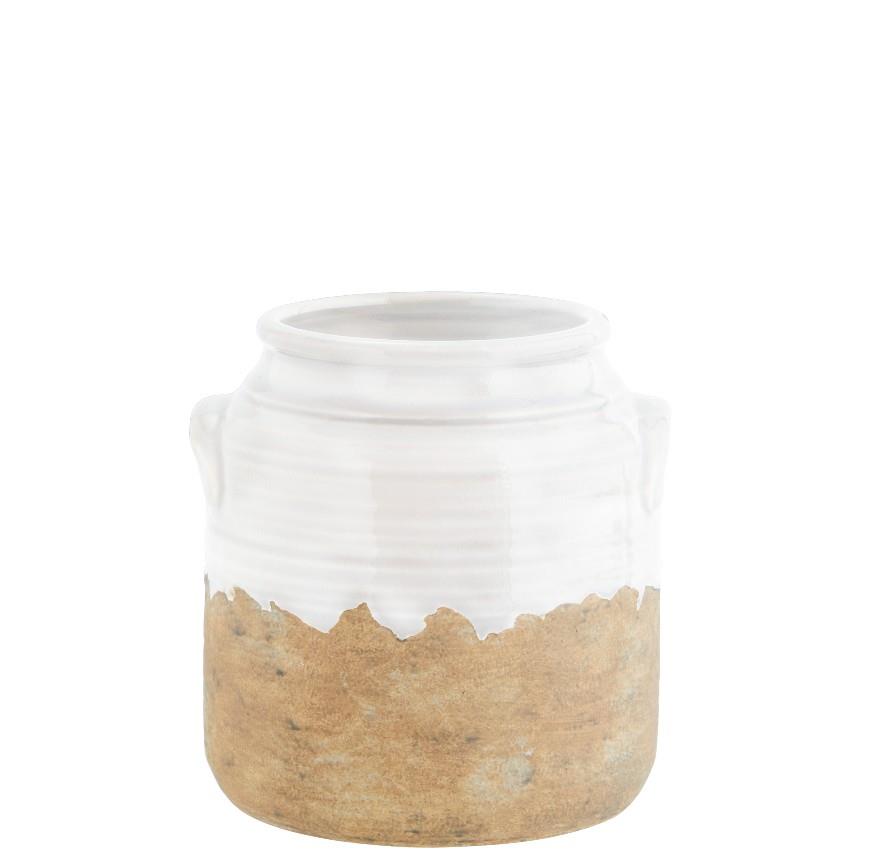 Stoneware vase, white/natural