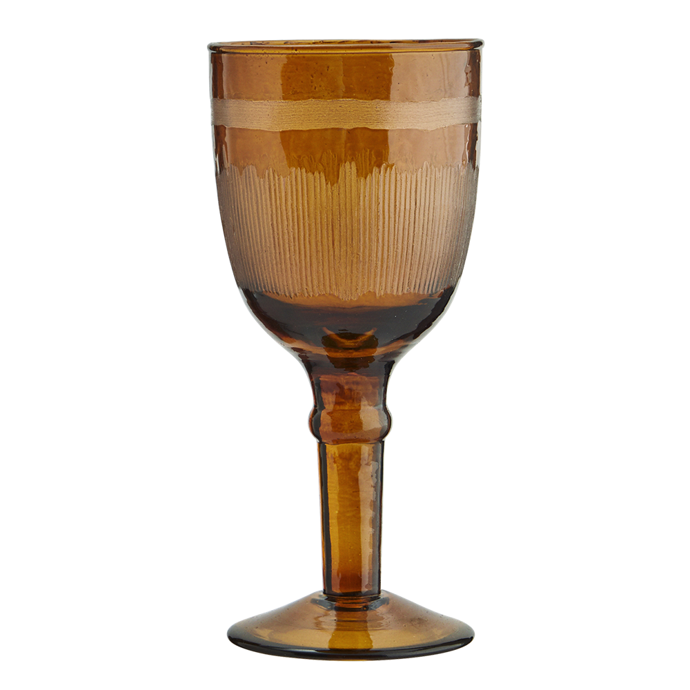 Hammered wine glass w/ stripes, coral