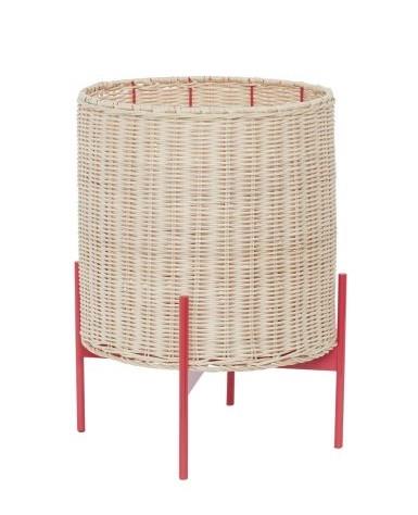 * SPECIAL 10% OFF Splint Plant Pot Natural Wicker/Red Metal base