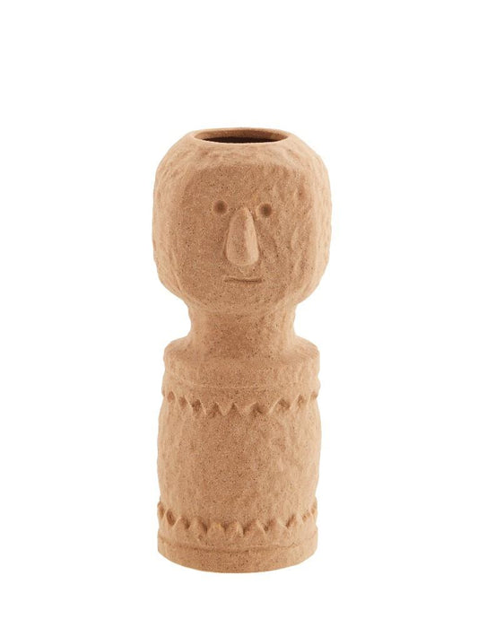 Stoneware Statue vase w/ imprints, Matt indian tan
