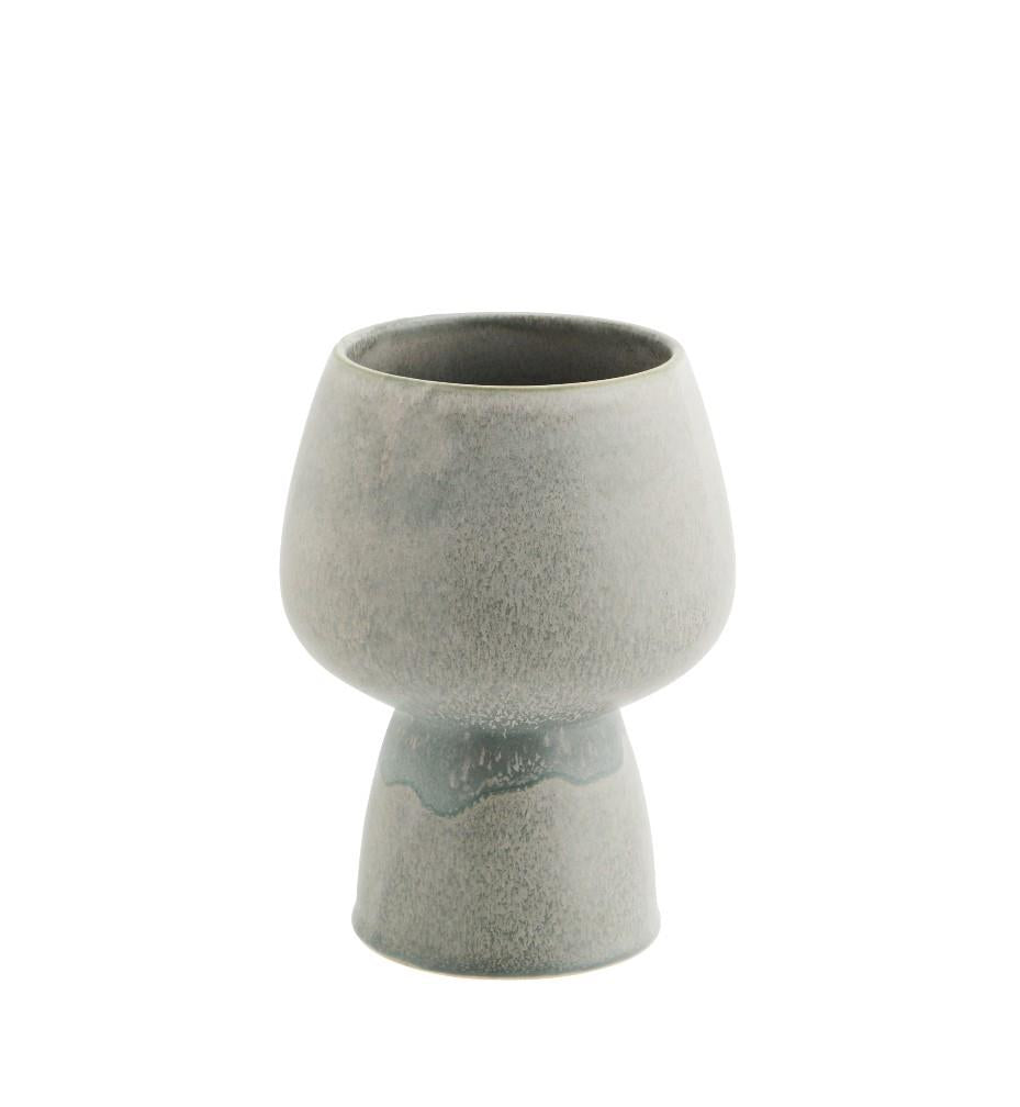 Large Stoneware flower pot. Grey/Green, colours may vary