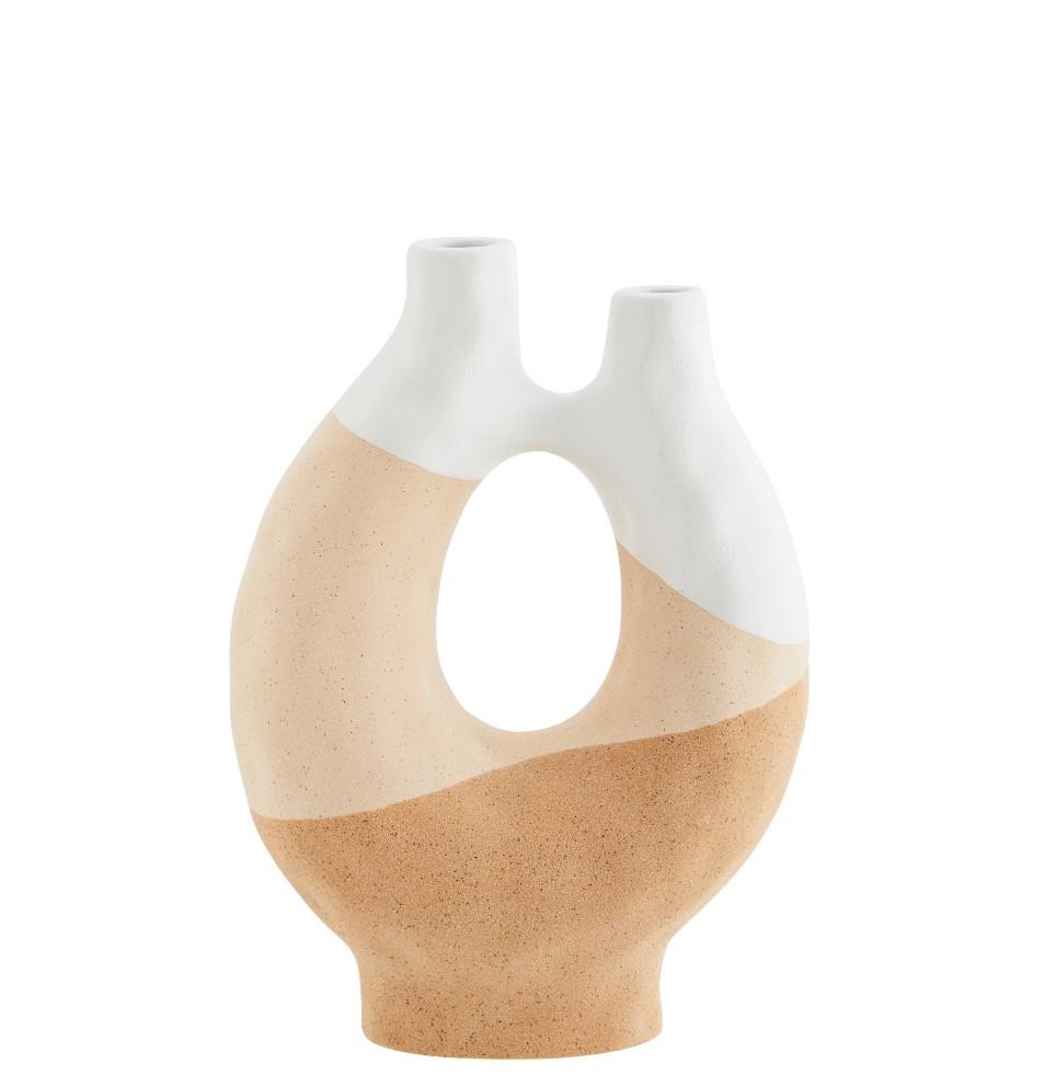 *SPECIAL 20% OFF Large Stoneware vase w/ double opening with a textured sandstone finish