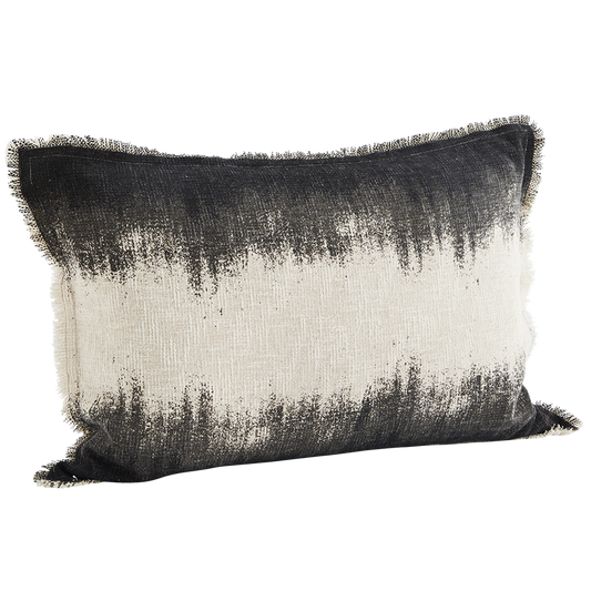 *SPECIAL 50% OFF Printed cushion cover w/ fringes Stonewashed cotton