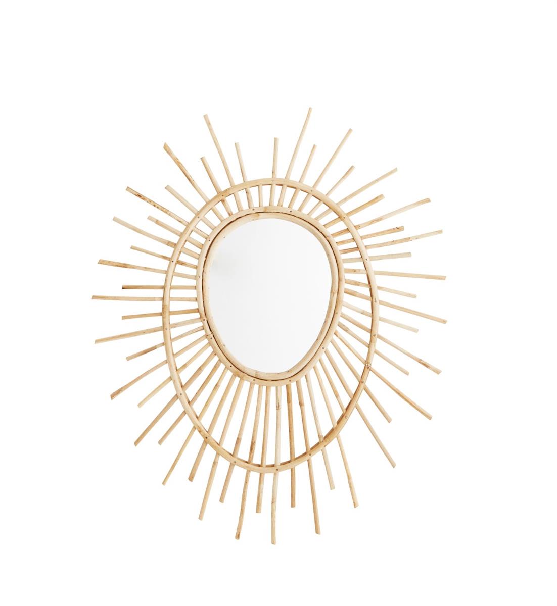 Oval Star mirror w/ bamboo - Bamboo mirror, oval, large
