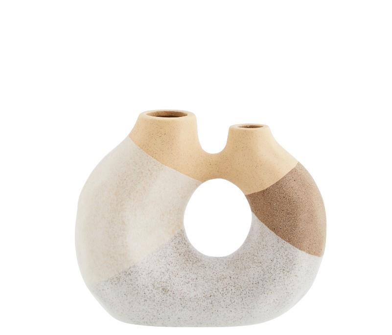* SPECIAL 30% OFF Stoneware vase w/ double opening with a textured sandstone finish