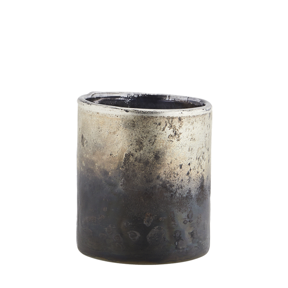 Silver anodised Glass votive