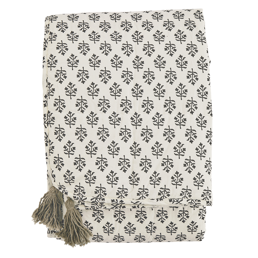 * SPECIAL 20% OFF Printed cotton plaid w/ tassels