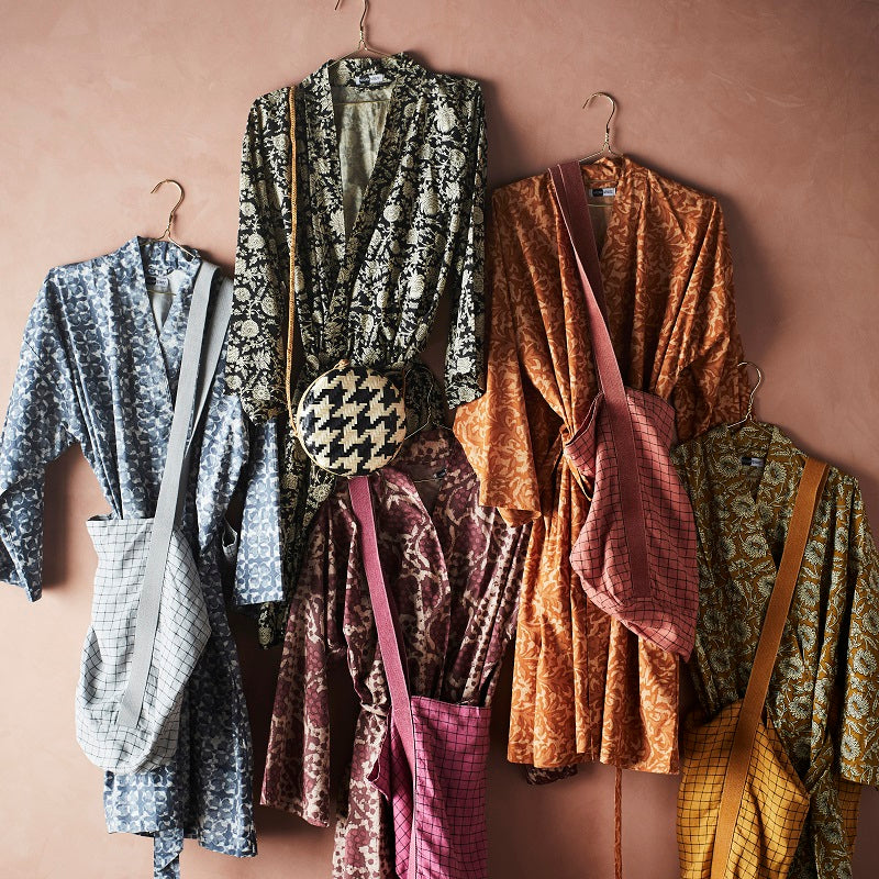 * SPECIAL 20% OFF Cotton Kimono Robe - Blue/Stone