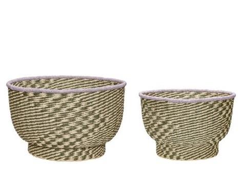 * SALE DISCOUNT 20% OFF Hubsch Peppy Baskets set of 2, natural/green/purple
