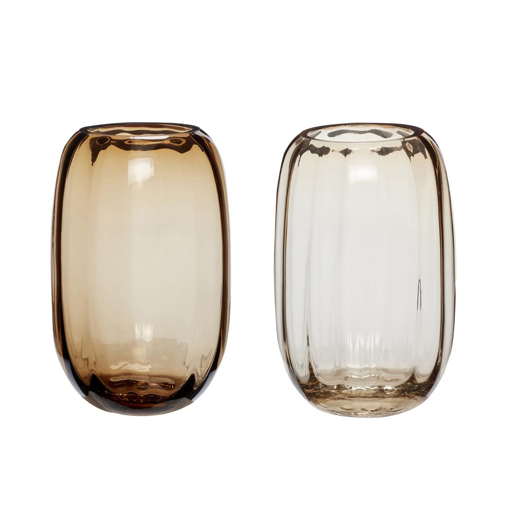 Ripple Vase, set of 2 brown/light brown