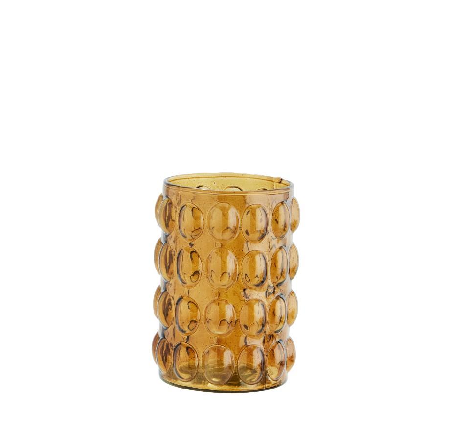 Glass vase w/ bubbles, Amber