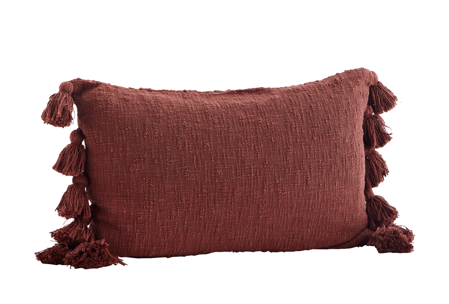 Cushion Cover with tassels, burnt henna