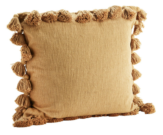 *SPECIAL 20% OFF Cushion cover w/ tassels, brown sugar