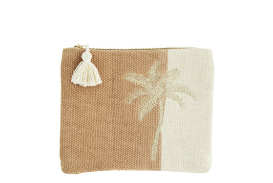 Gold Embroidered palm tree clutch - CLEARANCE