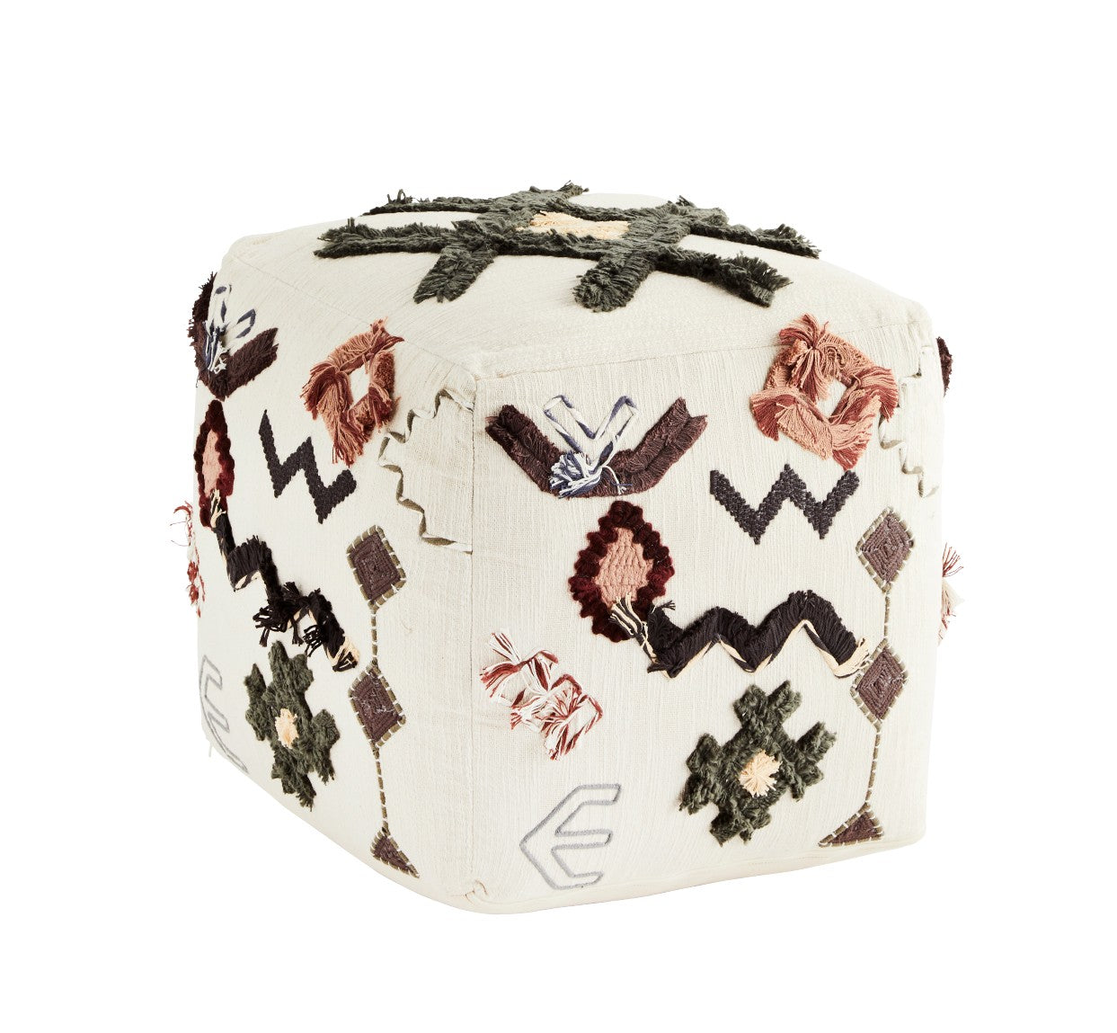 Madam Stoltz Embroidered Pouf