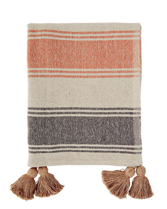 Recycled Cotton Striped throw blanket