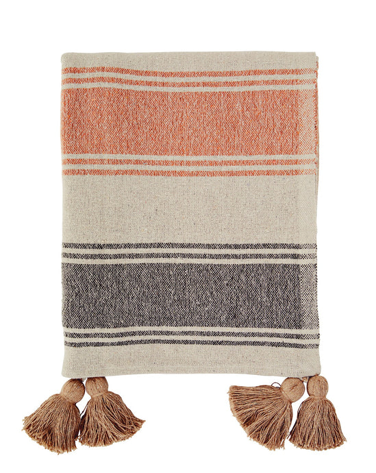 * SPECIAL 10% DISCOUNT Striped woven throw w/tassels