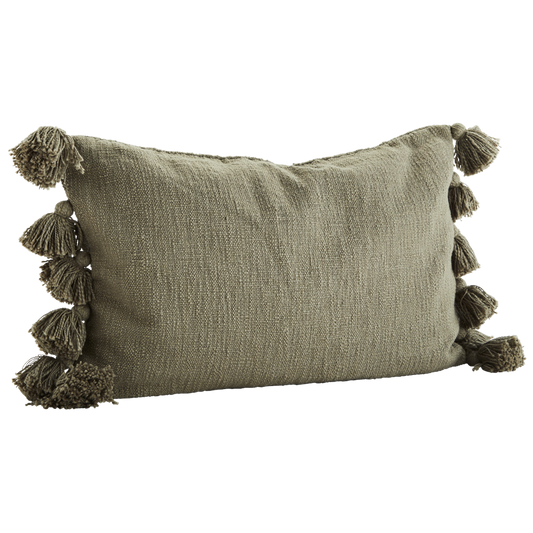 Cushion cover w/ tassels, burnt sugar