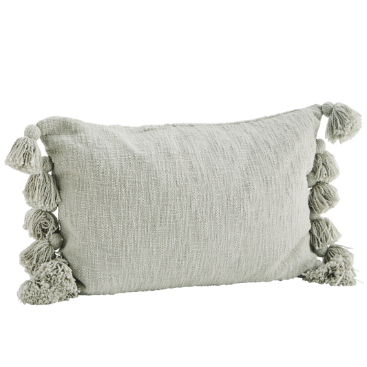 Cushion cover w/ tassels, soft mint