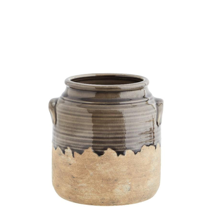Stoneware vase, grey/natural