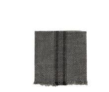 Load image into Gallery viewer, Striped kitchen towel w/fringes, Dark grey/black