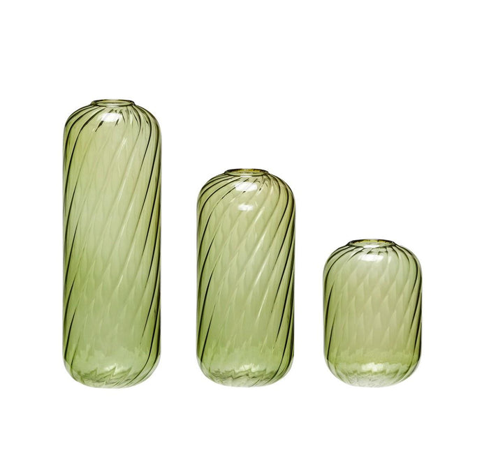 Fleur Green Vases, Set of 3