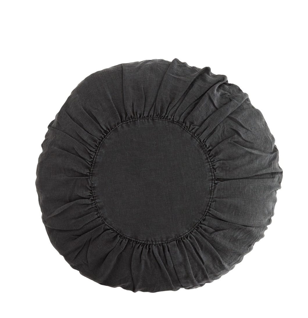 * SPECIAL 20% OFF Round Linen cushion, Charcoal