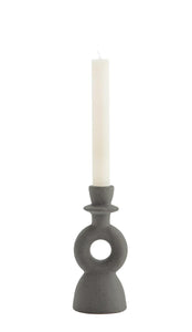 Stoneware candle holder, Matt anthracite/black