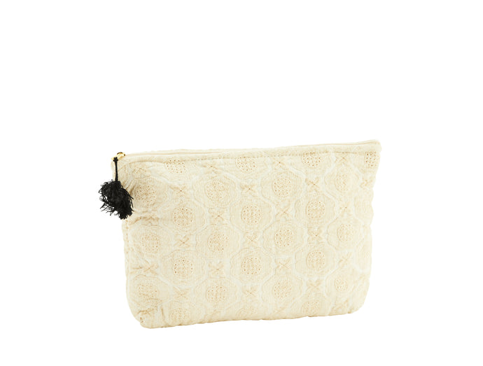 * SPECIAL 20% OFF Embroidered linen toiletry bag w/tassel -small