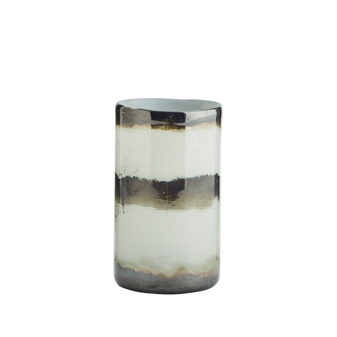 * SPECIAL 30% OFF Striped glass vase Glass in white, antique silver