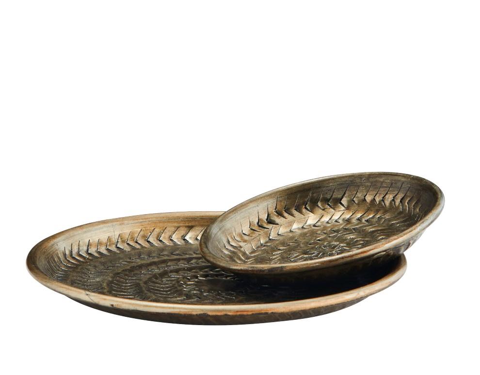 Hammered aluminum trays, Small - Antique Brass