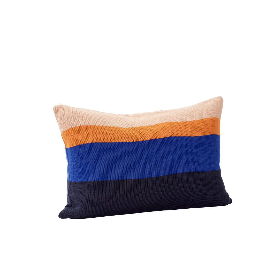 Striped Cushion w/fill, 100% Cotton,  blue/amber/beige