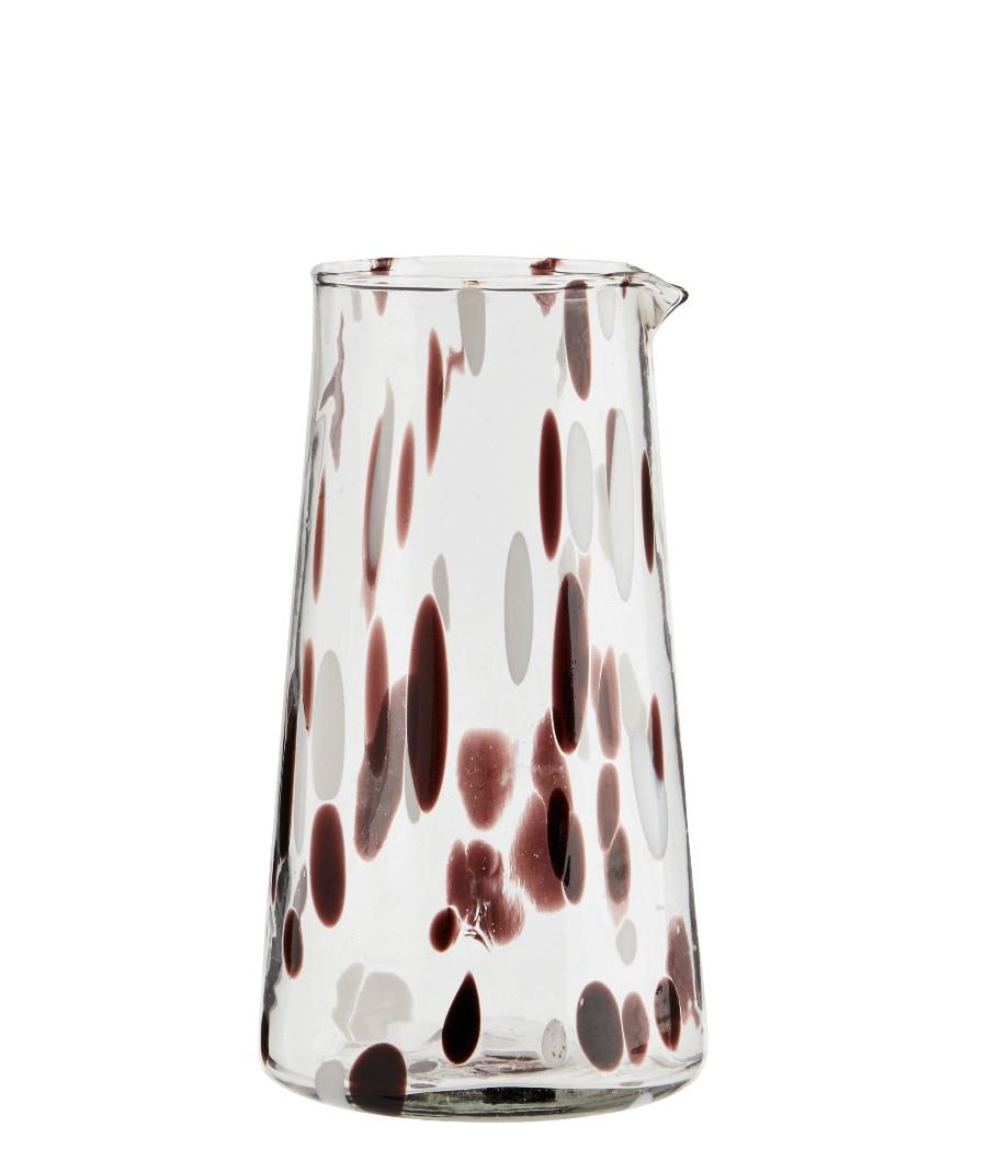 Glass jug, brown/white/clear