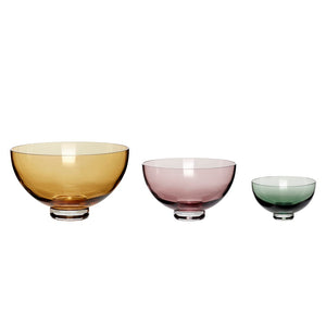 Radiant Coloured Glass Bowls - Set/3 - Amber/Rosa/Green