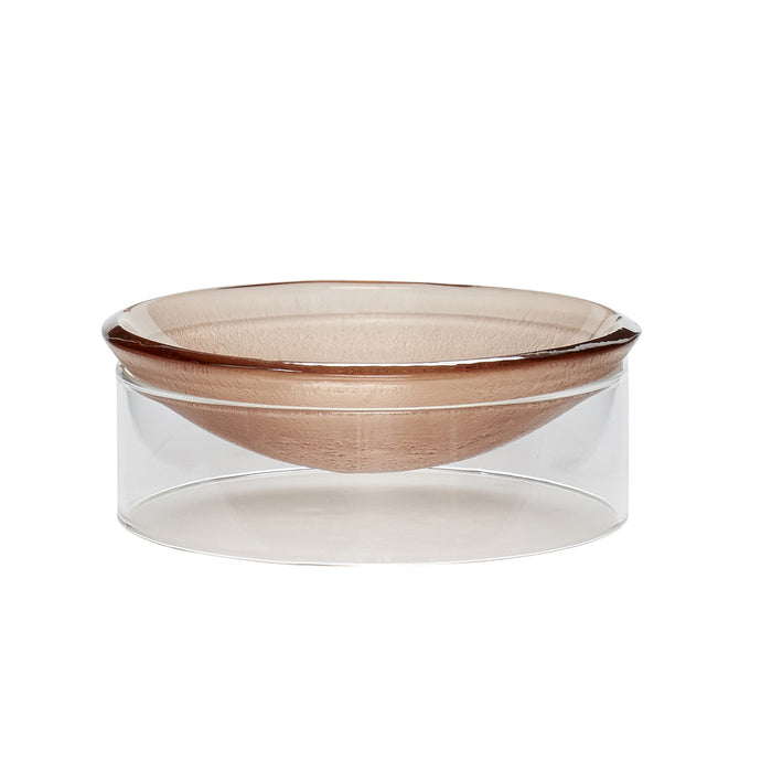 Flow Glass Bowl, clear/brown