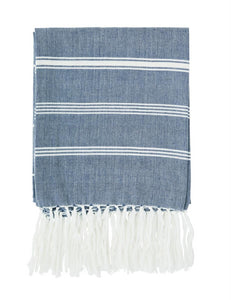 Striped hammam towel, blue/white/silver