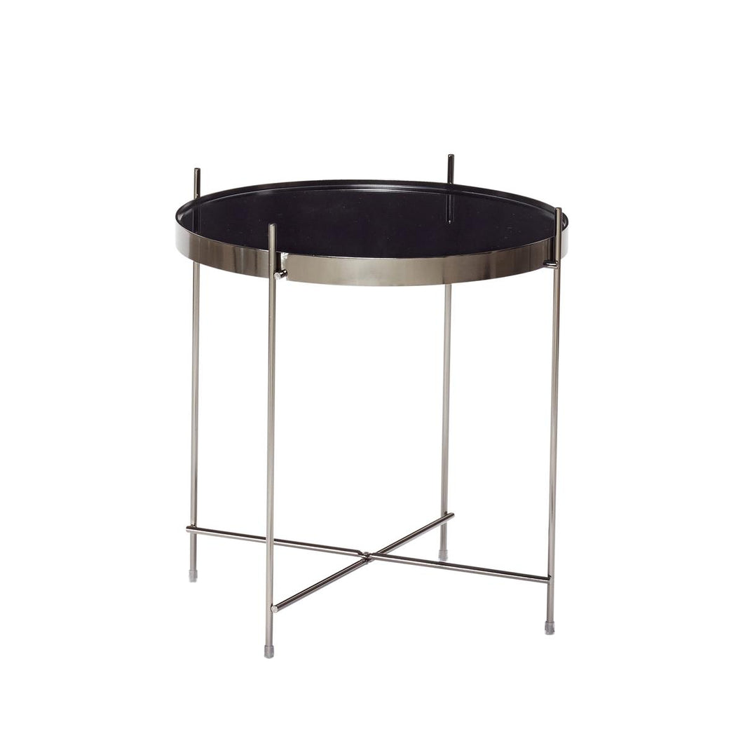Side Table, round metal/mirror