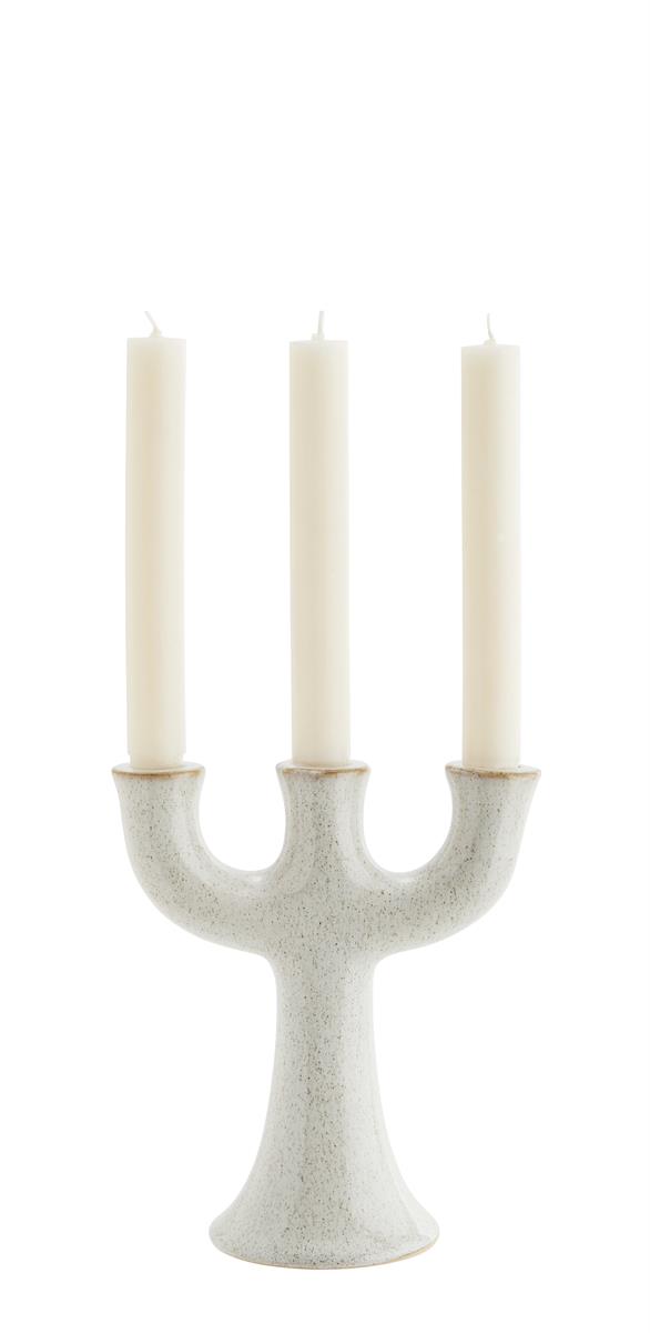 Stoneware candle holder, white glaze