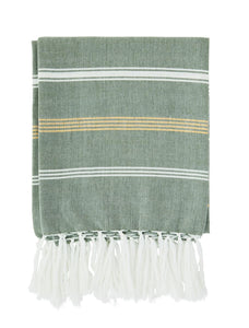 Striped hammam towel, light jade/white/gold