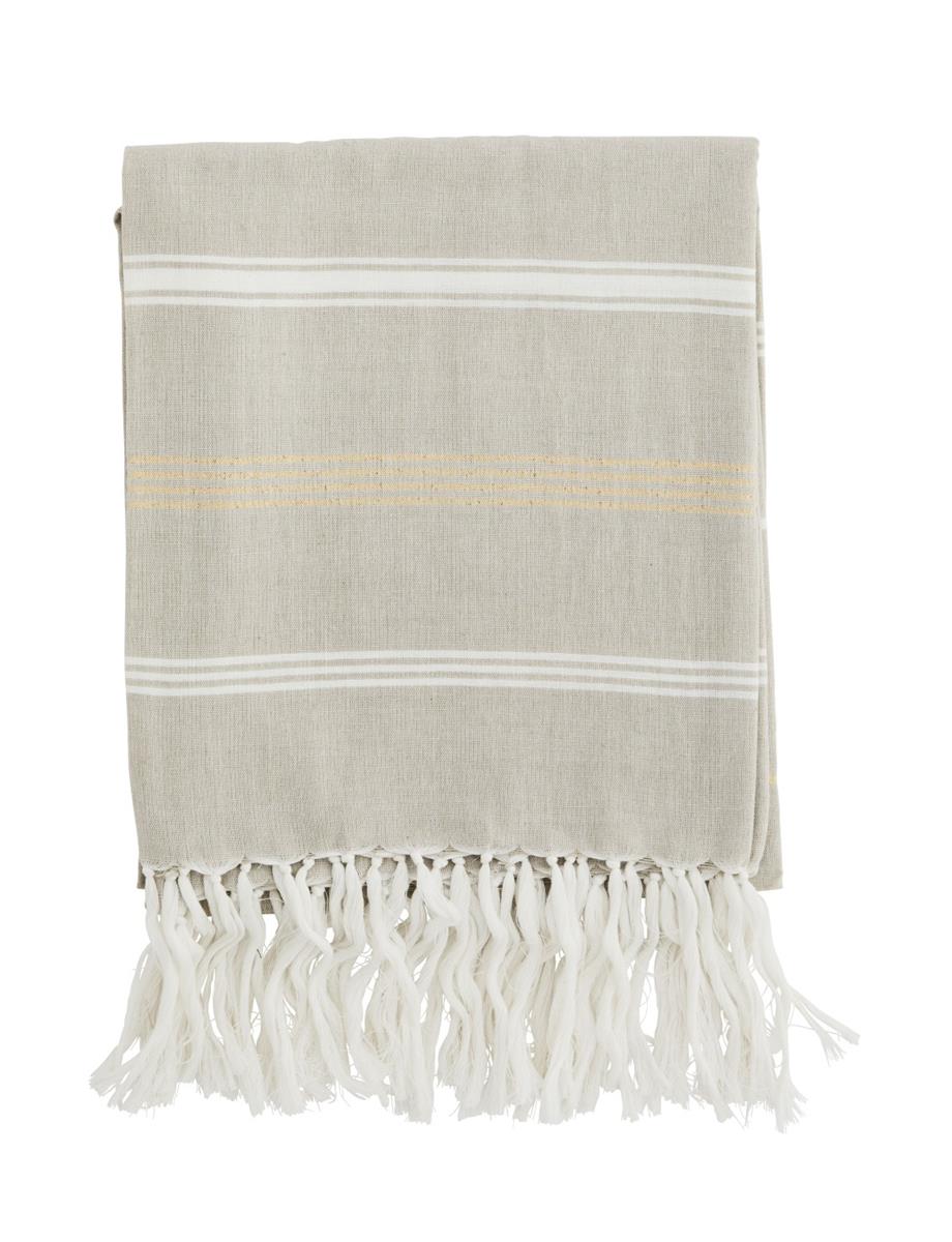 Striped hammam towel, beige/white/gold