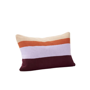 Line Knitted Cushion 100% Cotton, Sand/Orange/Purple/Burgundy with filling (polyester). Size 60x40cm