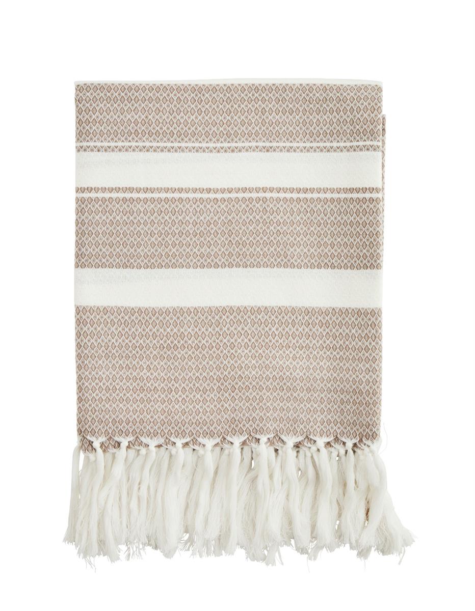 Striped hammam towel, light chocolate/off white