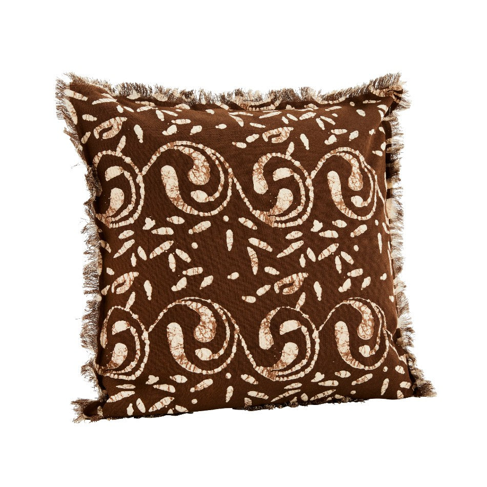 Printed Cotton Cushion Cover - Chocolate